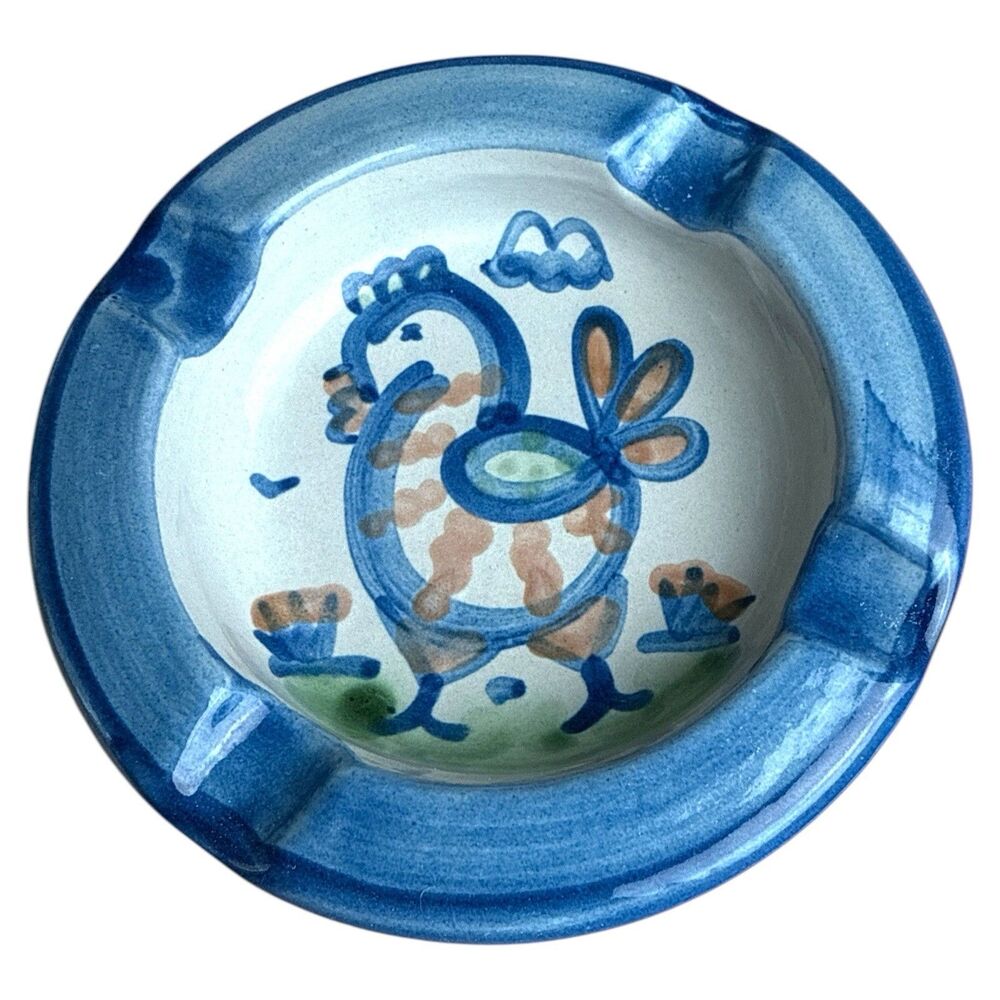 Vintage M.A. Hadley Pottery Rooster Ashtray Trinket Dish USA Farmhouse Decor